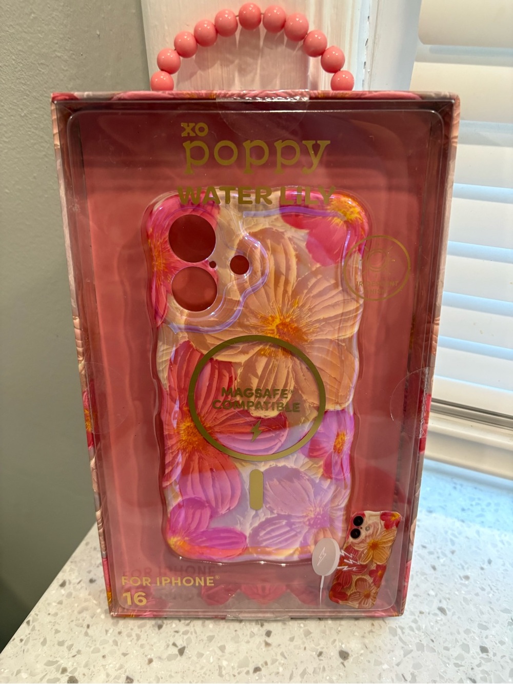 NIB xoPoppy Water Lily MagSafe Compatible iPhone Case - Pink Floral